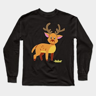 Cute Deer Eating Hay Long Sleeve T-Shirt